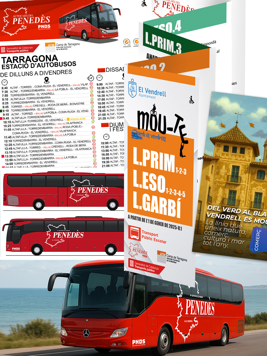 Diseño gráfico y rotulación de vehículos para Autocars del Penedès en Tarragona